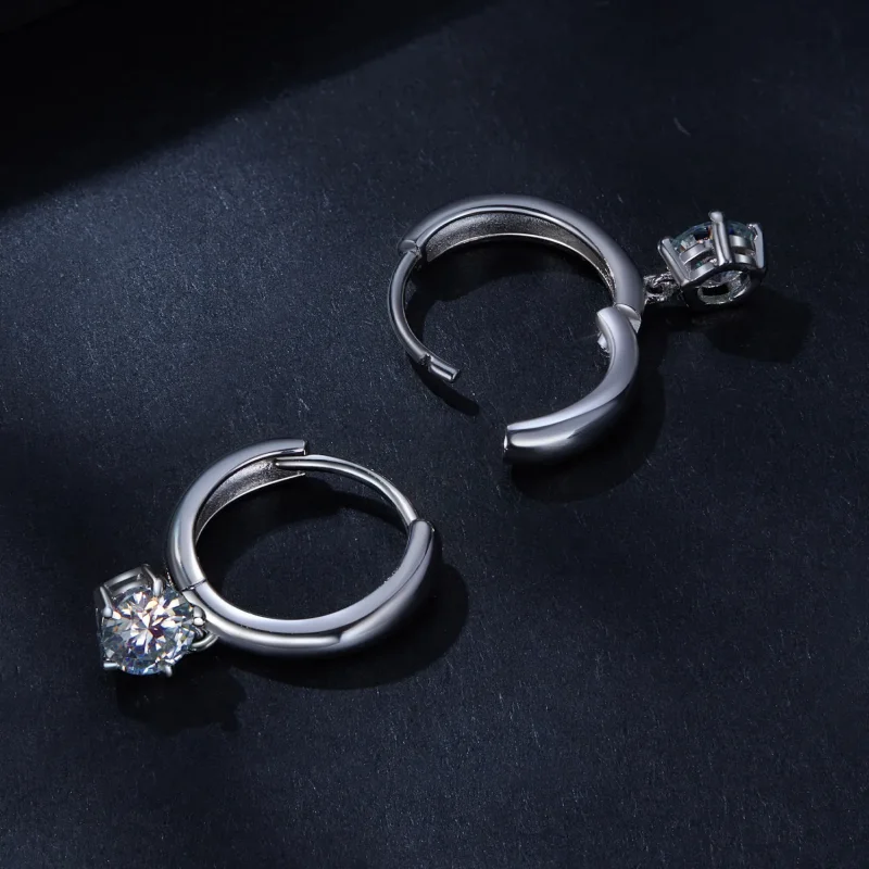 (imagine pentru) Cercei Pandora Style cu Moissanit de 0.5Ct (Două Certificate) - MSE040 - Vizualizare 4
