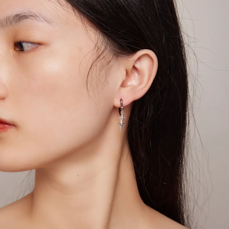 (imagine pentru) Cercei tip pandantiv cu stele și lună strălucitoare de stil Pandora - BSE805 - Vizualizare 5