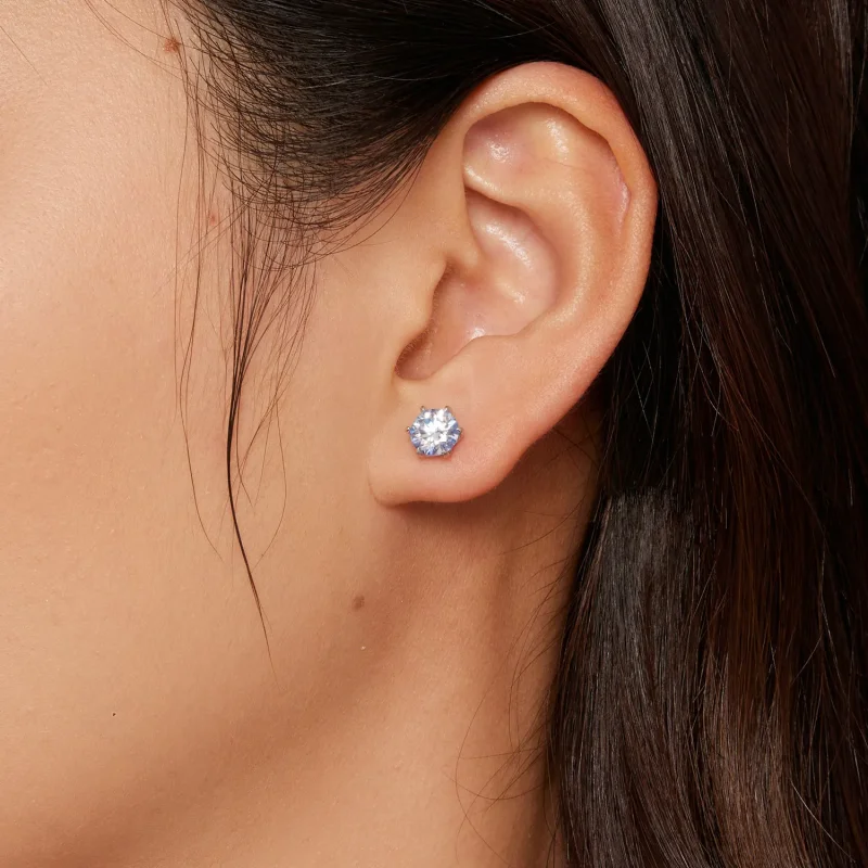 (imagine pentru) Cercei tip Pandora Acvamarin Moissanite - MSE025-LLB - Vizualizare 4