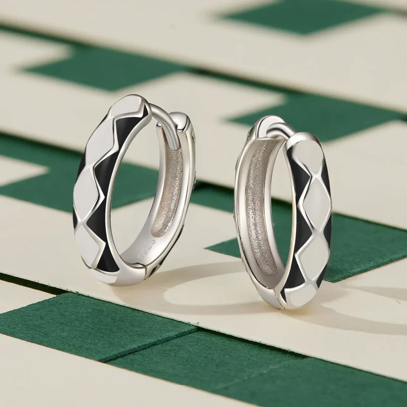 (imagine pentru) Cercei tip Pandora cu model în formă de diamant - SCE1611-BK - Vizualizare 3