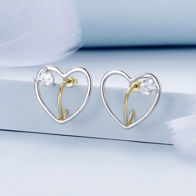(imagine pentru) Cercei tip Pandora Style Love Studs - BSE888 - Vizualizare 2