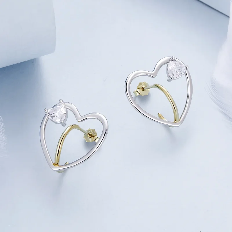 (imagine pentru) Cercei tip Pandora Style Love Studs - BSE888 - Vizualizare 3