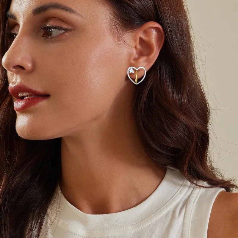 (imagine pentru) Cercei tip Pandora Style Love Studs - BSE888 - Vizualizare 5