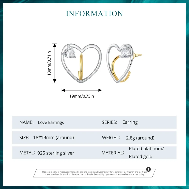 (imagine pentru) Cercei tip Pandora Style Love Studs - BSE888 - Vizualizare 7