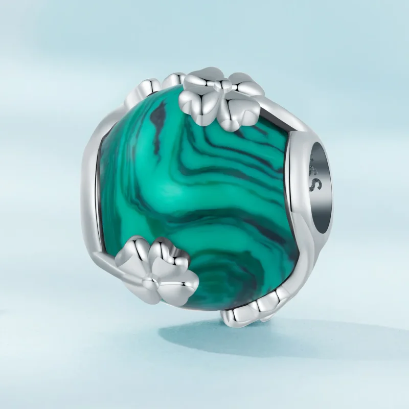 (imagine pentru) Charm Pandora de stil trifoi cu patru foi din malachit - SCC2489 - Vizualizare 2