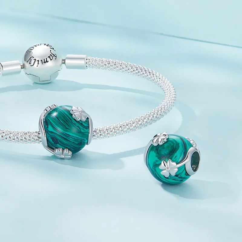 (imagine pentru) Charm Pandora de stil trifoi cu patru foi din malachit - SCC2489 - Vizualizare 4
