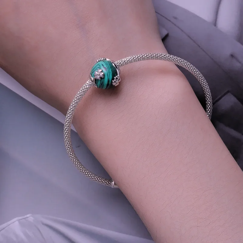 (imagine pentru) Charm Pandora de stil trifoi cu patru foi din malachit - SCC2489 - Vizualizare 6