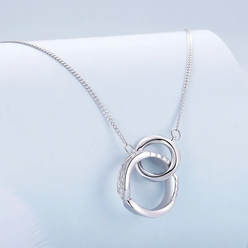 (imagine pentru) Colier cu două inele Mobius de stil Pandora - BSN362 - Vizualizare 3