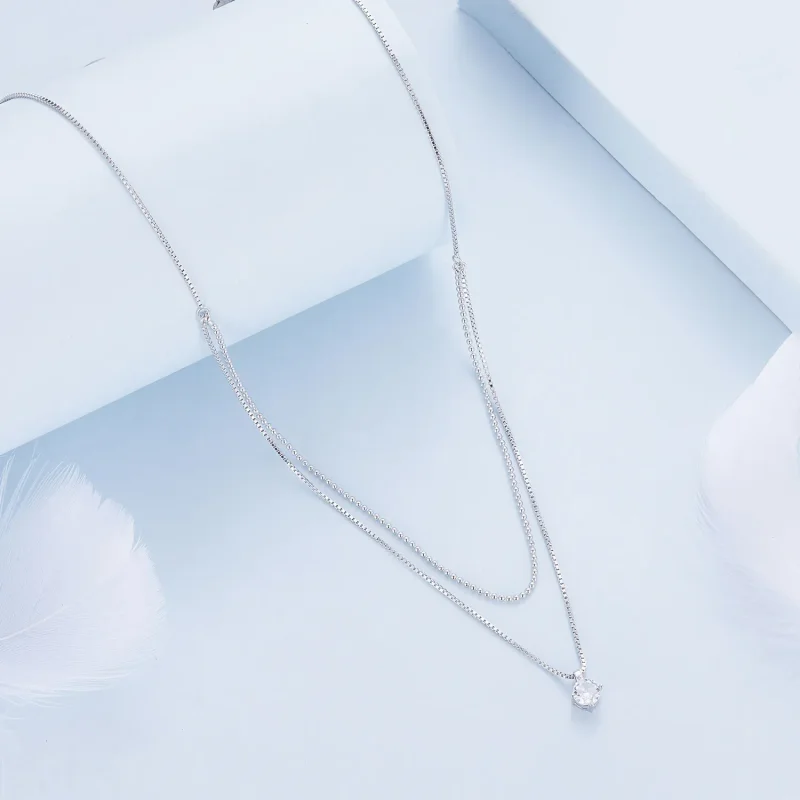 (imagine pentru) Colier cu două straturi strălucitoare în stil Pandora - BSN358 - Vizualizare 2