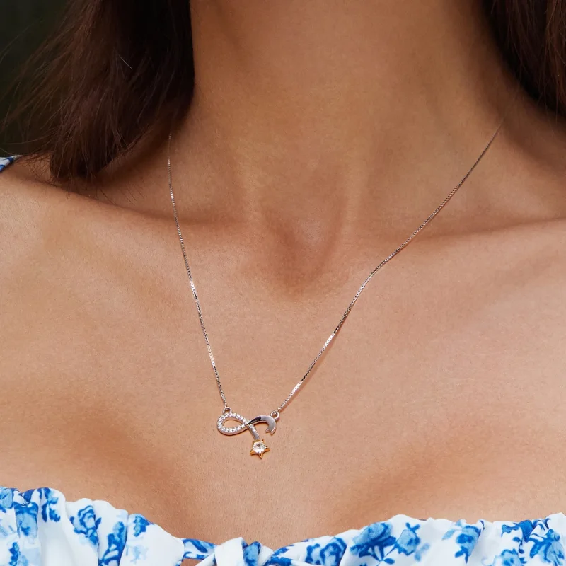 (imagine pentru) Colier cu simbolul infinitului de stil Pandora - BSN351 - Vizualizare 5