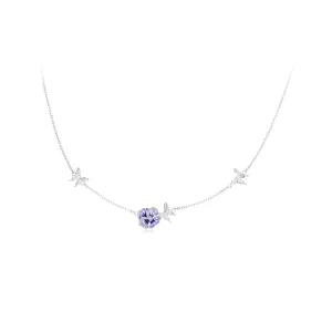 (imagine pentru) Colier elastic cu flori de panselută în stilul Pandora - BSN336