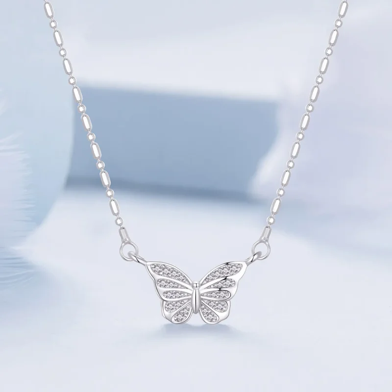 (imagine pentru) Colier inteligent în stil Pandora cu fluture - BSN352 - Vizualizare 3