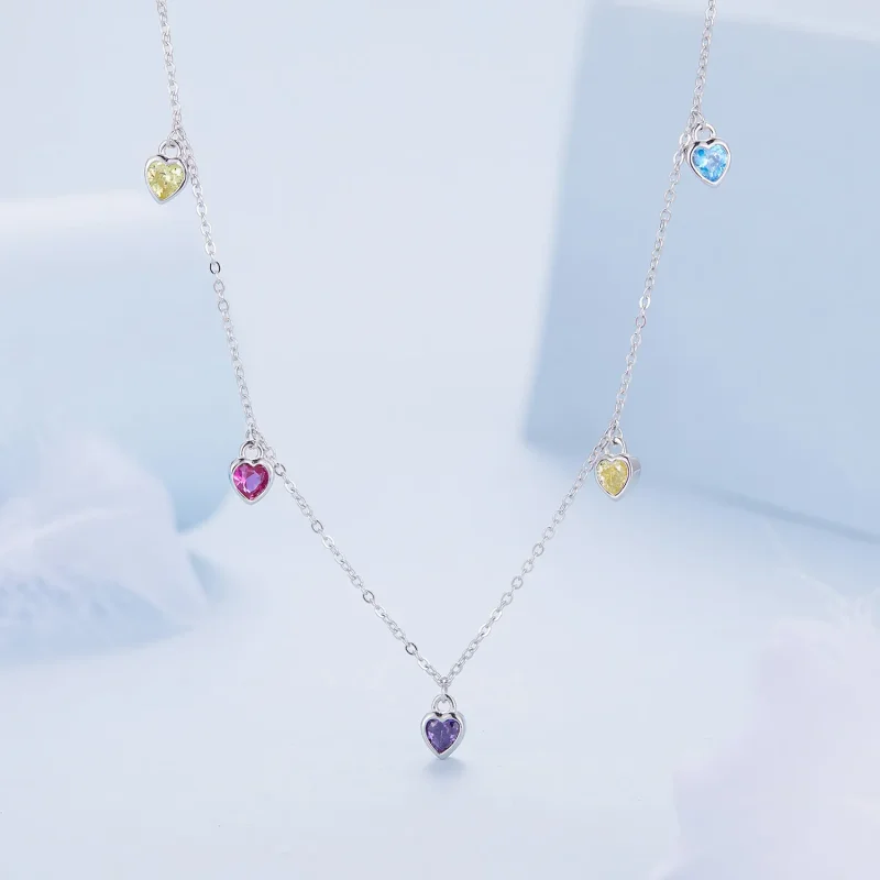 (imagine pentru) Colier în stil Pandora cu inimă colorată - BSN320 - Vizualizare 2