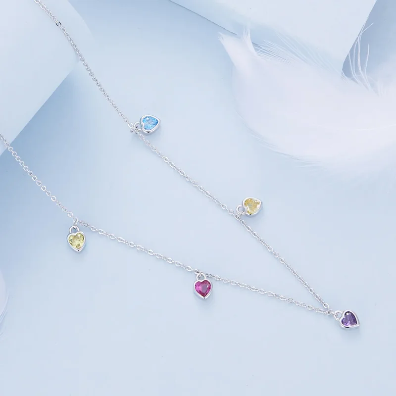 (imagine pentru) Colier în stil Pandora cu inimă colorată - BSN320 - Vizualizare 3