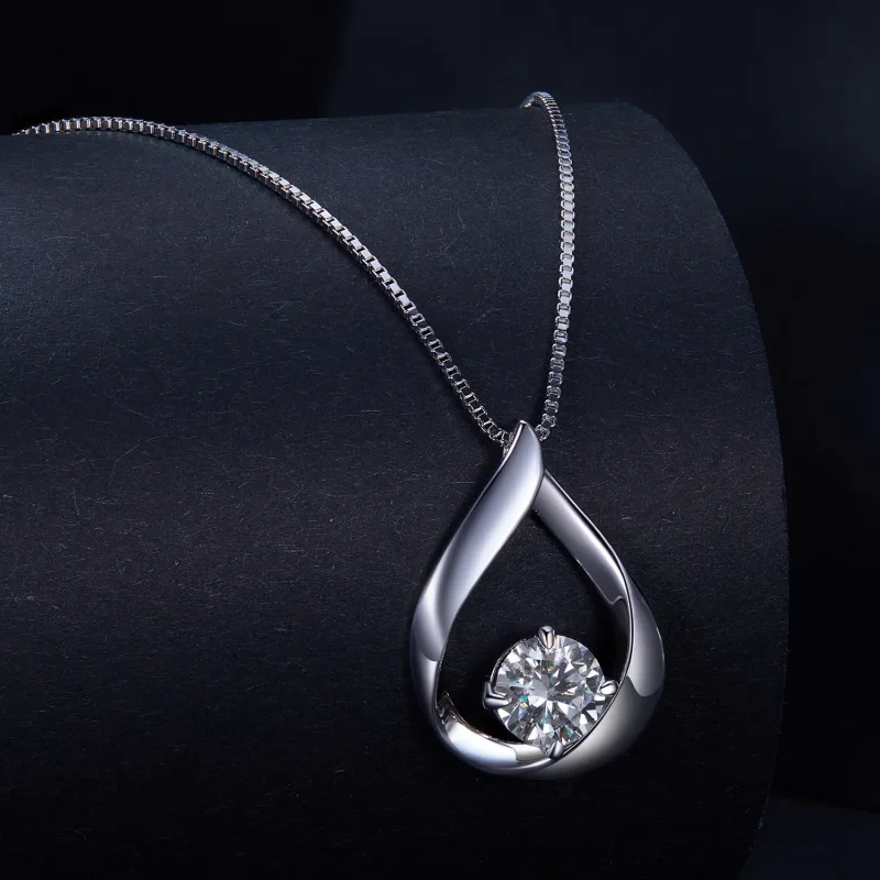 (imagine pentru) Colier în stil Pandora Water Drop Moissanite (Un certificat) - MSN015 - Vizualizare 2