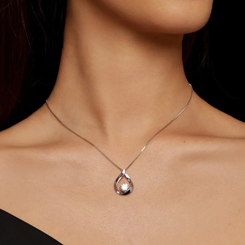 (imagine pentru) Colier în stil Pandora Water Drop Moissanite (Un certificat) - MSN015 - Vizualizare 5