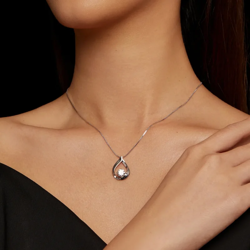 (imagine pentru) Colier în stil Pandora Water Drop Moissanite (Un certificat) - MSN015 - Vizualizare 6