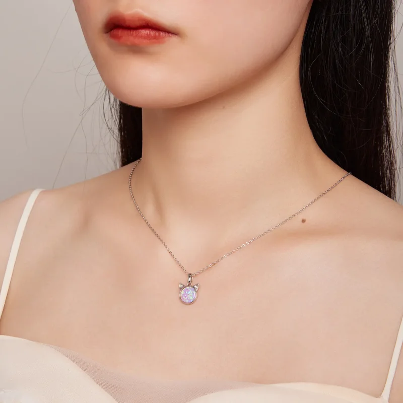 (imagine pentru) Colier Opal în stil Pandora cu model de pisică - SCN496 - Vizualizare 7