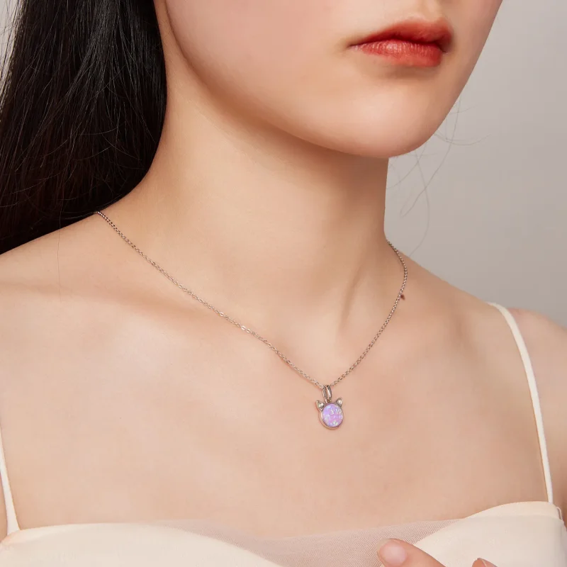 (imagine pentru) Colier Opal în stil Pandora cu model de pisică - SCN496 - Vizualizare 8