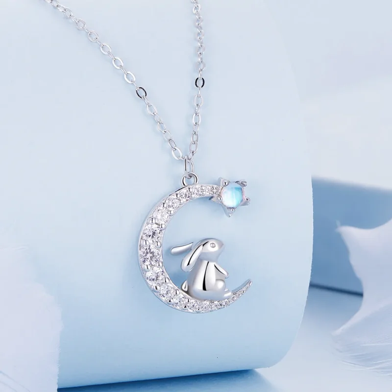 (imagine pentru) Colier Pandora Style cu iepure în formă de lună - BSN302 - Vizualizare 2