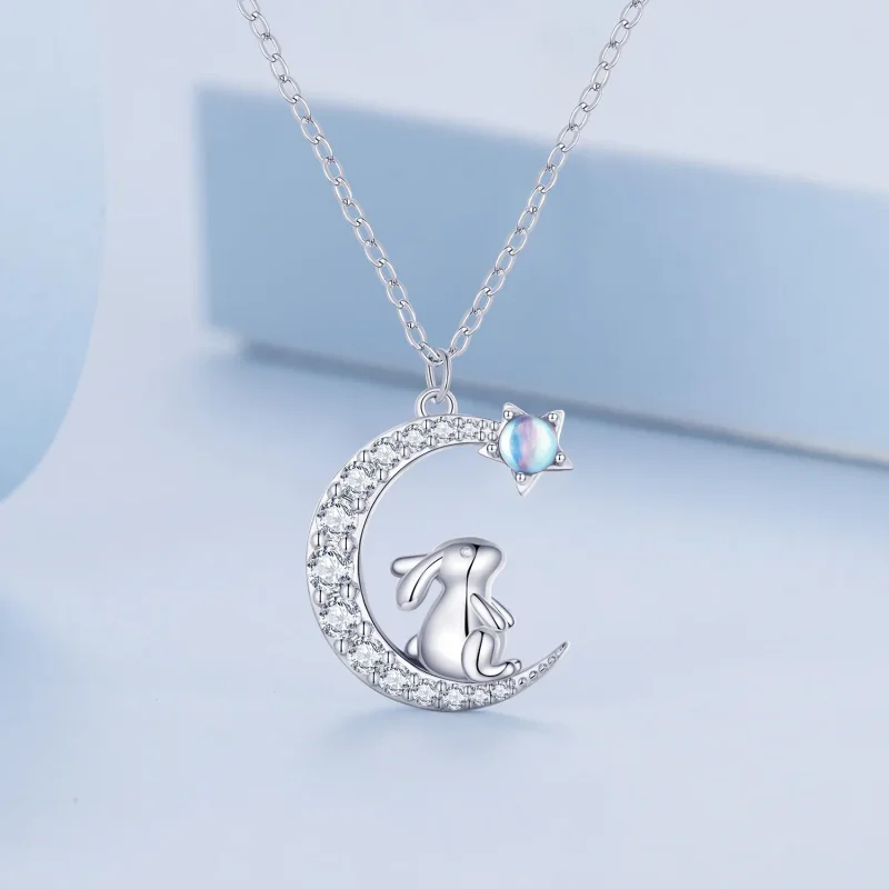 (imagine pentru) Colier Pandora Style cu iepure în formă de lună - BSN302 - Vizualizare 3
