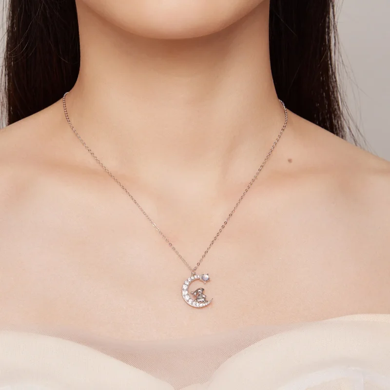 (imagine pentru) Colier Pandora Style cu iepure în formă de lună - BSN302 - Vizualizare 8