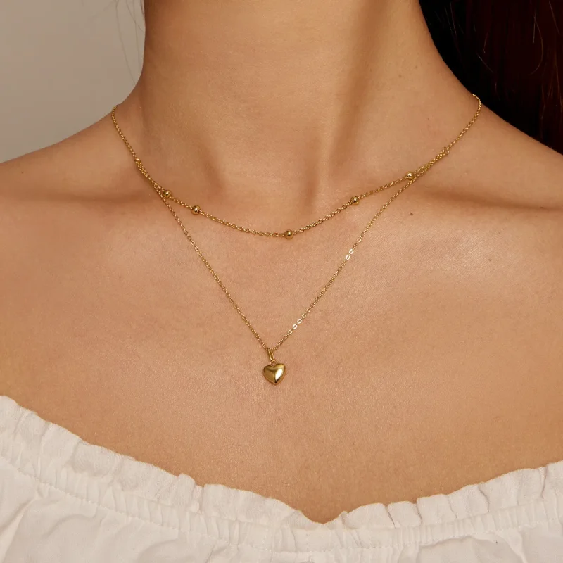 (imagine pentru) Colier Pandora Style cu inimă aurie și mărgele - BSN168-B - Vizualizare 4