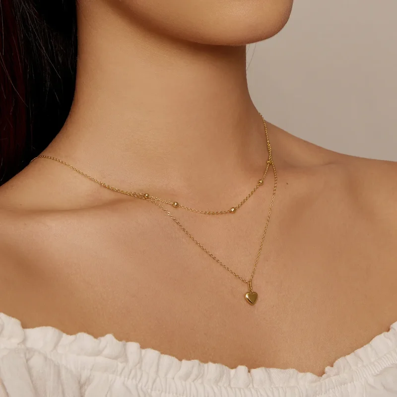 (imagine pentru) Colier Pandora Style cu inimă aurie și mărgele - BSN168-B - Vizualizare 5
