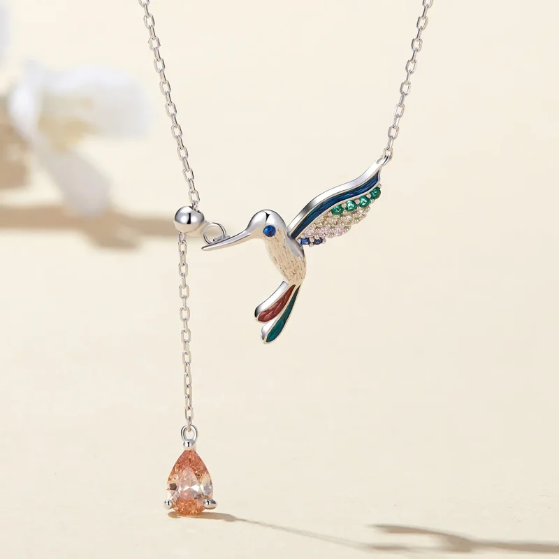 (imagine pentru) Colier Pandora Style cu pasăre colibri - BSN305 - Vizualizare 2