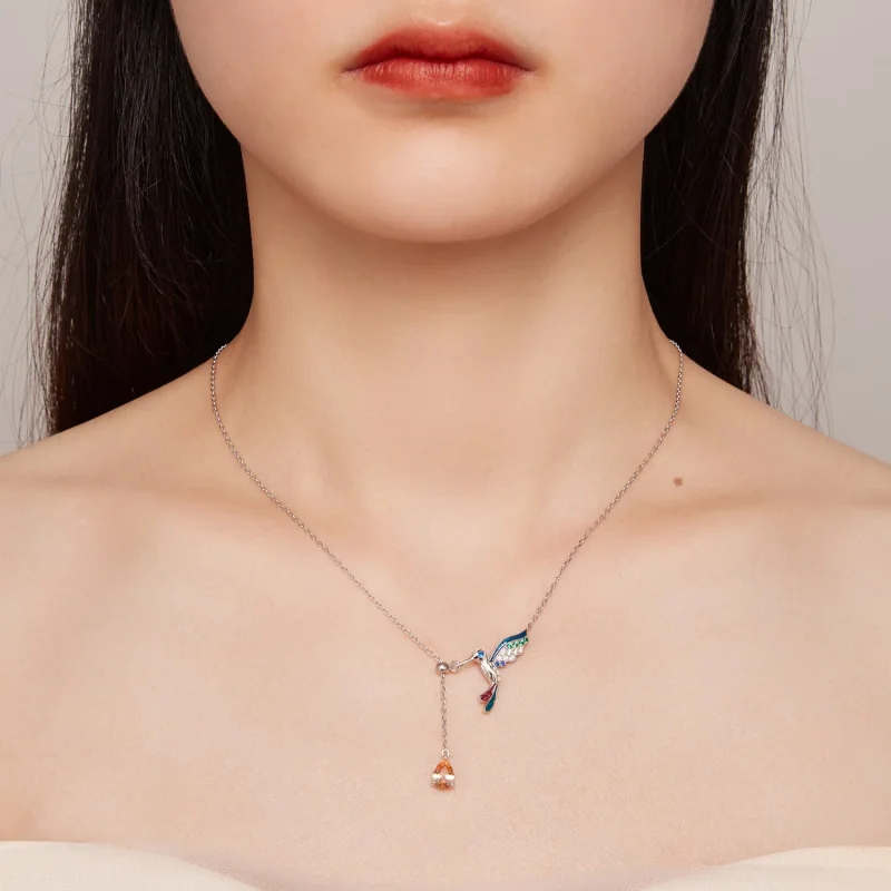 (imagine pentru) Colier Pandora Style cu pasăre colibri - BSN305 - Vizualizare 6