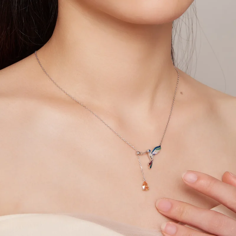 (imagine pentru) Colier Pandora Style cu pasăre colibri - BSN305 - Vizualizare 8