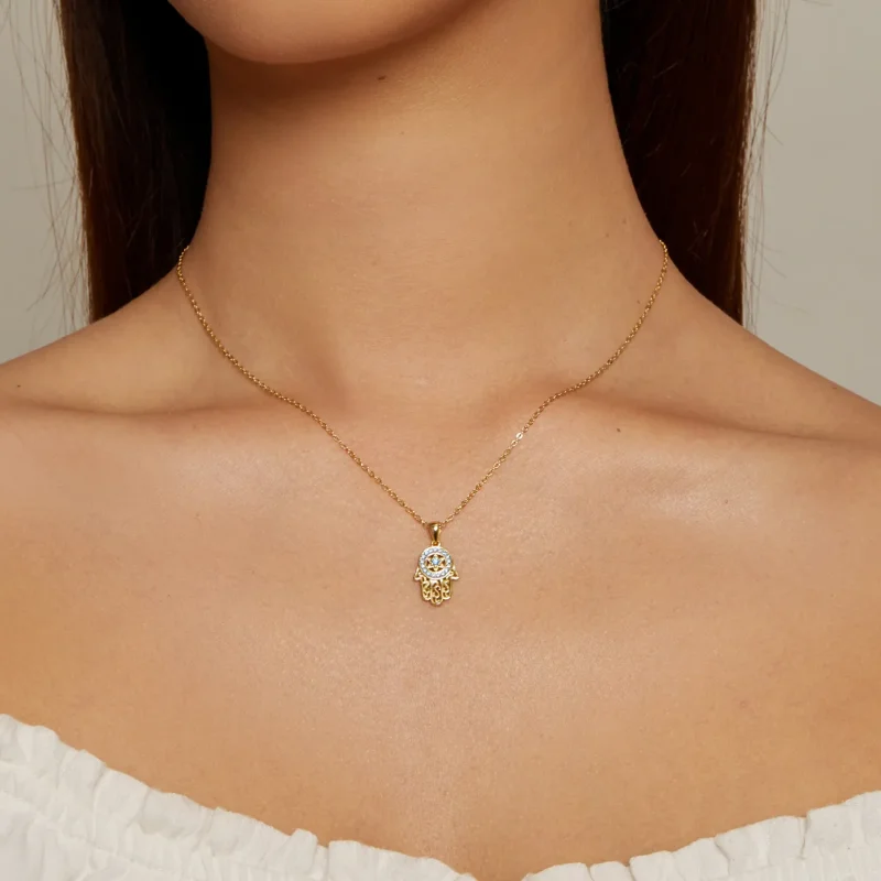 (imagine pentru) Colier Pandora Style cu talismanul Fatimei de aur - SCN264-B - Vizualizare 5