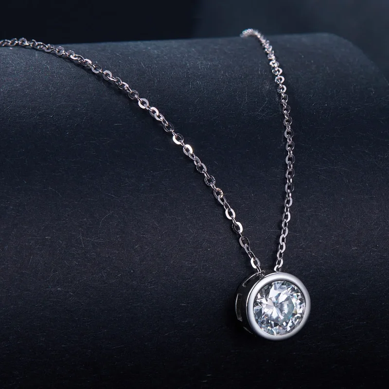 (imagine pentru) Colier Pandora Style cu un diamant Moissanite de 1 ct (Un Certificat) - MSN021 - Vizualizare 2