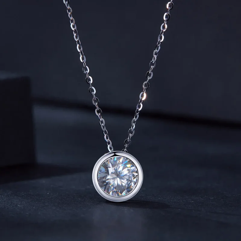 (imagine pentru) Colier Pandora Style cu un diamant Moissanite de 1 ct (Un Certificat) - MSN021 - Vizualizare 3