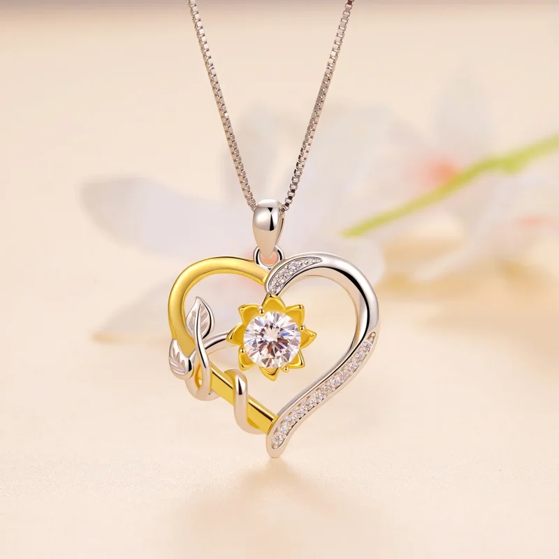 (imagine pentru) Colier Pandora Style Love cu Moissanite (Un certificat) - MSN012 - Vizualizare 2