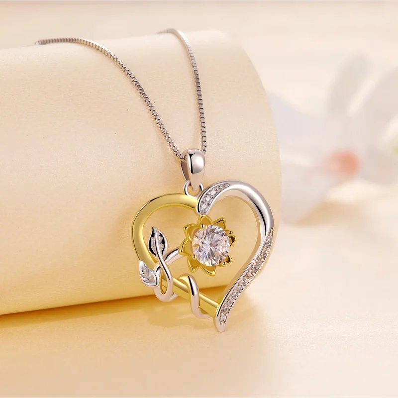 (imagine pentru) Colier Pandora Style Love cu Moissanite (Un certificat) - MSN012 - Vizualizare 3