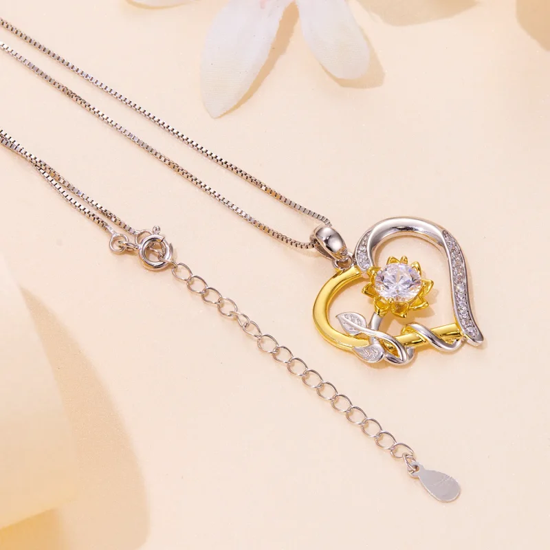(imagine pentru) Colier Pandora Style Love cu Moissanite (Un certificat) - MSN012 - Vizualizare 4