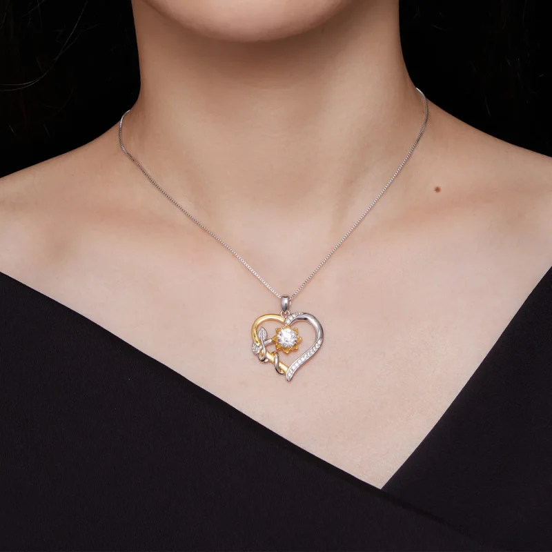 (imagine pentru) Colier Pandora Style Love cu Moissanite (Un certificat) - MSN012 - Vizualizare 6