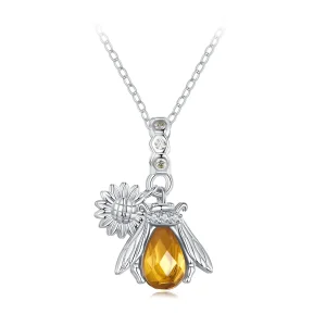 (imagine pentru) Colier stil Pandora cu floare de margareta și albinuță - BSN356