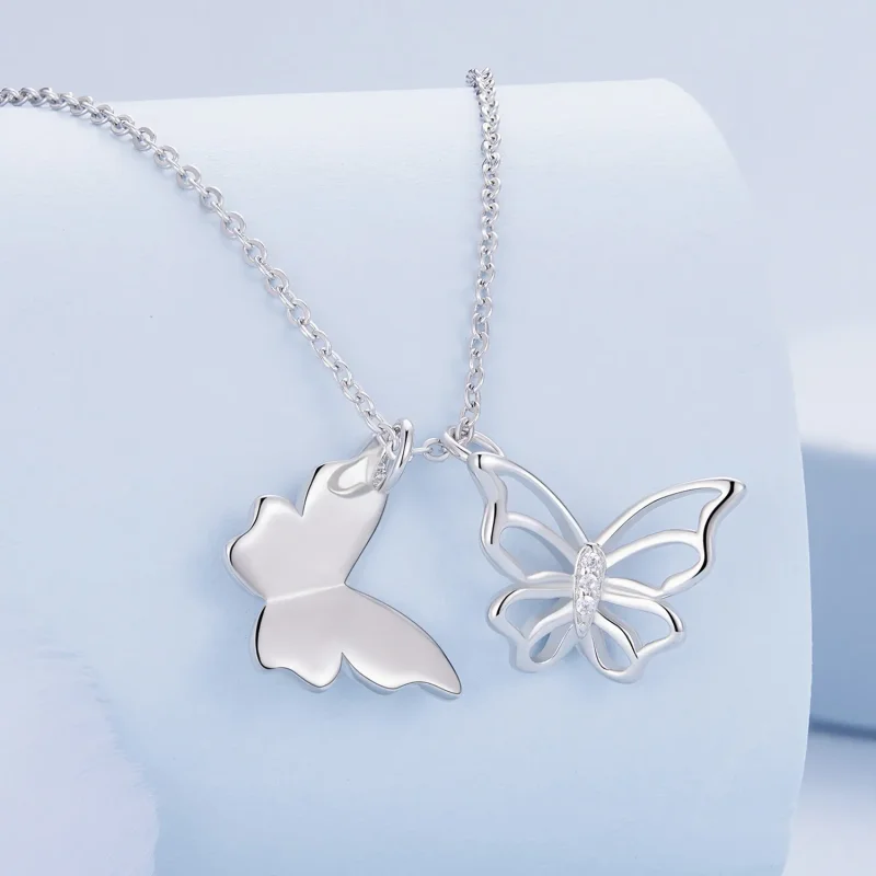 (imagine pentru) Colier stil Pandora cu fluture - BSN321 - Vizualizare 2