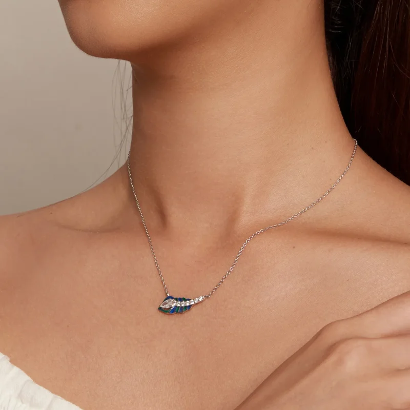 (imagine pentru) Colier stil Pandora cu pene - BSN346 - Vizualizare 6