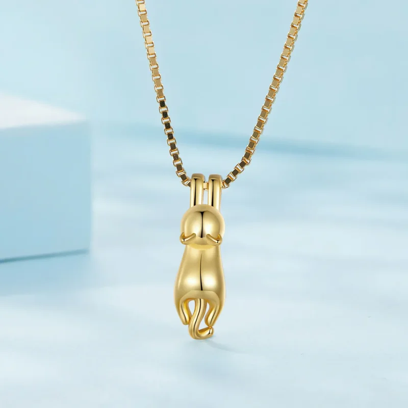 (imagine pentru) Colier stil Pandora cu pisicuță aurie - SCN032-B - Vizualizare 2