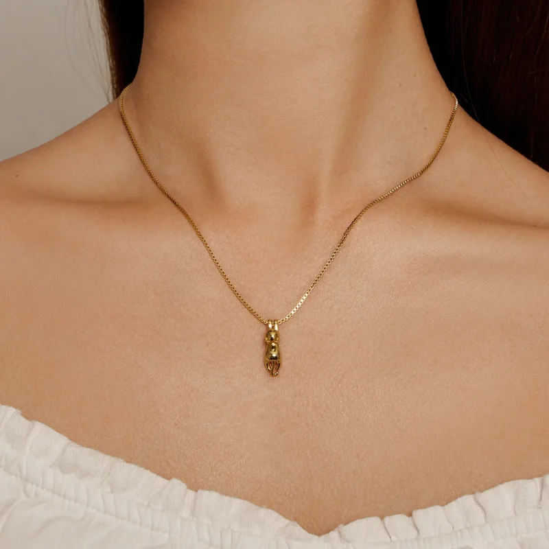 (imagine pentru) Colier stil Pandora cu pisicuță aurie - SCN032-B - Vizualizare 4