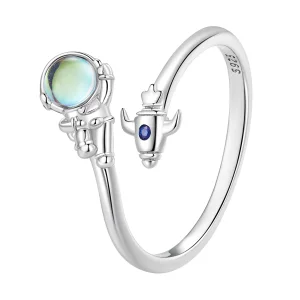 (imagine pentru) Inel cu design de astronaut și navetă spațială în stilul Pandora - SCR920