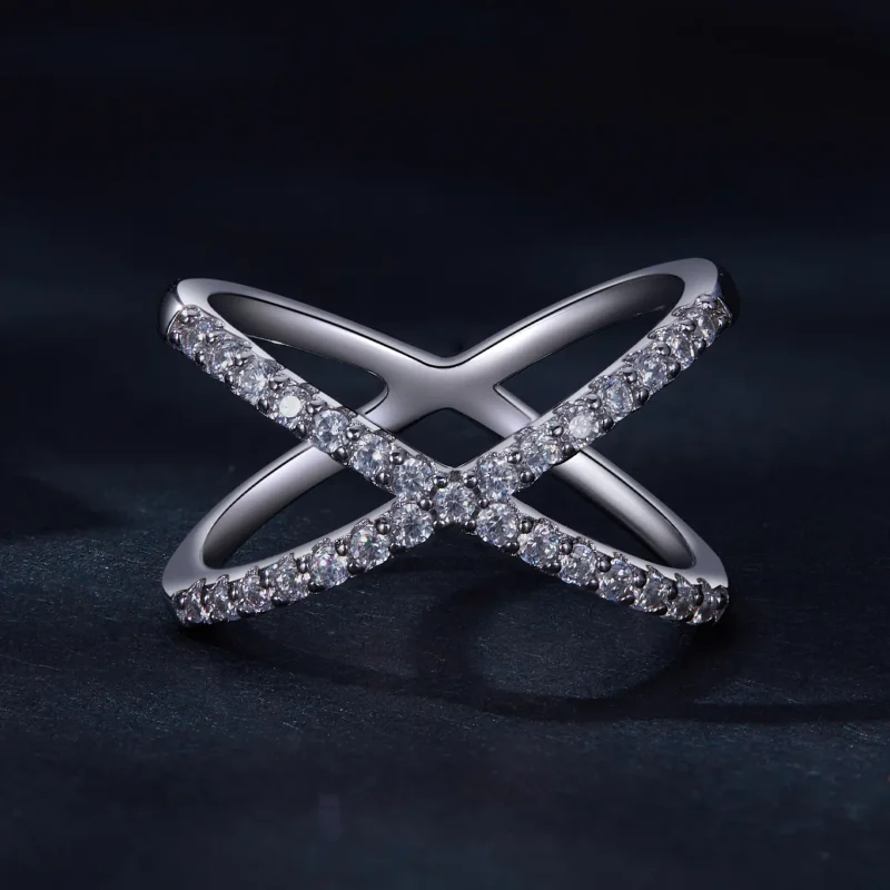 (imagine pentru) Inel cu două straturi de Moissanite în stil Pandora (Un certificat) - MSR036 - Vizualizare 3