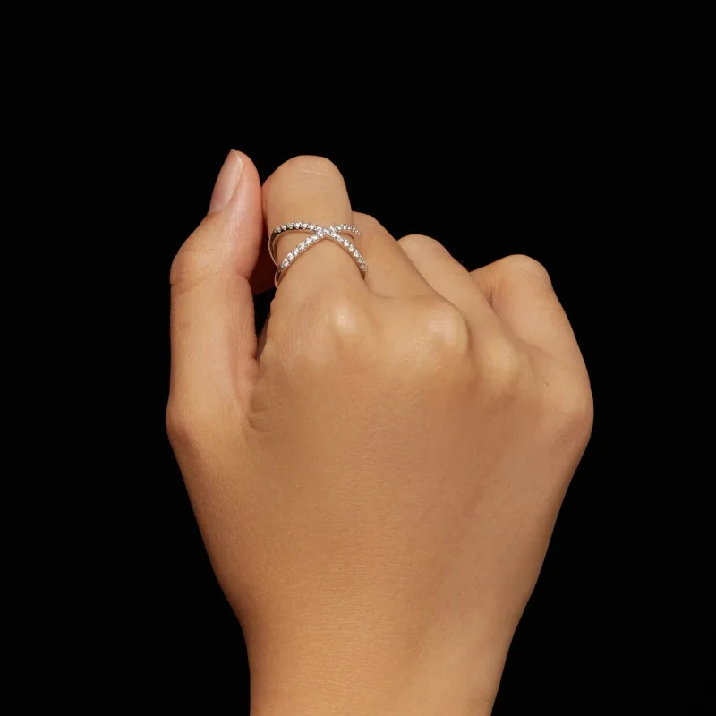 (imagine pentru) Inel cu două straturi de Moissanite în stil Pandora (Un certificat) - MSR036 - Vizualizare 6