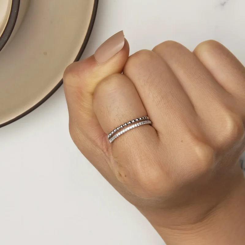 (imagine pentru) Inel cu două straturi de stil Pandora - BSR463 - Vizualizare 6