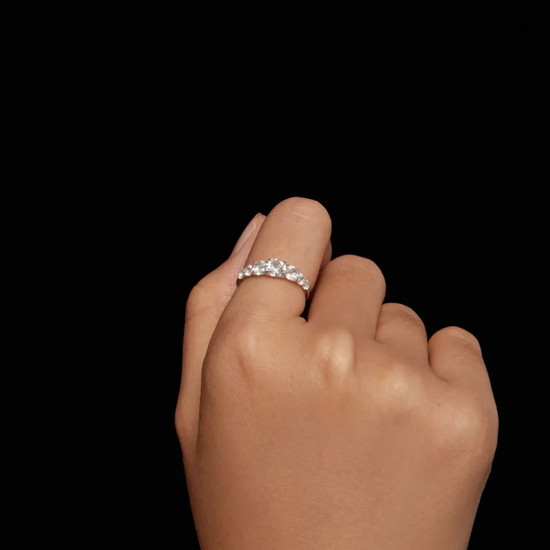 (imagine pentru) Inel cu strălucire de tip Pandora cu Moissanite (Un certificat) - MSR037 - Vizualizare 6