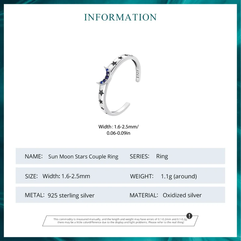 (imagine pentru) Inel de cuplu Pandora Style cu Soare, Lună și Stele - BSR490-E - Vizualizare 3