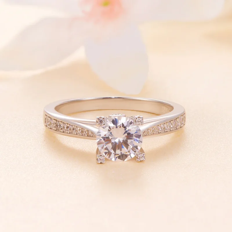 (imagine pentru) Inel de nuntă Moissanite Pandora Style Exquisite - MSR026 - Vizualizare 3